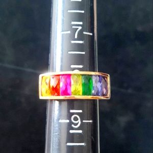 Rainbow Ring Sz 8 stamped 925 Gold over sterling silver